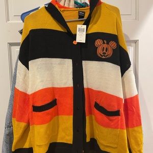 Her Universe Disney Halloween Mickey Mouse Stripe Hooded Cardigan-Women plus O